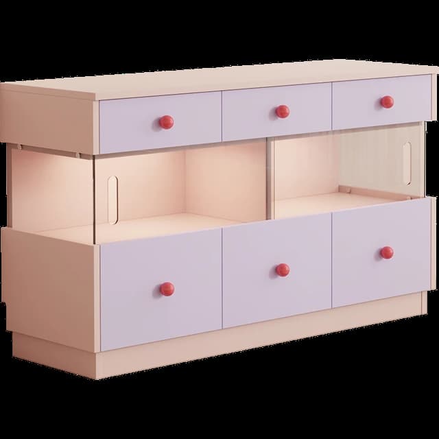 Pastel glass-front sideboard