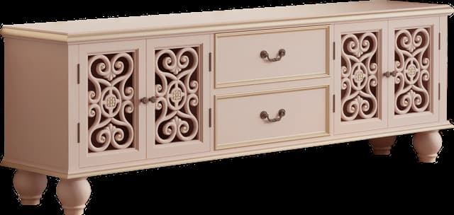 Blush carved media cabinet