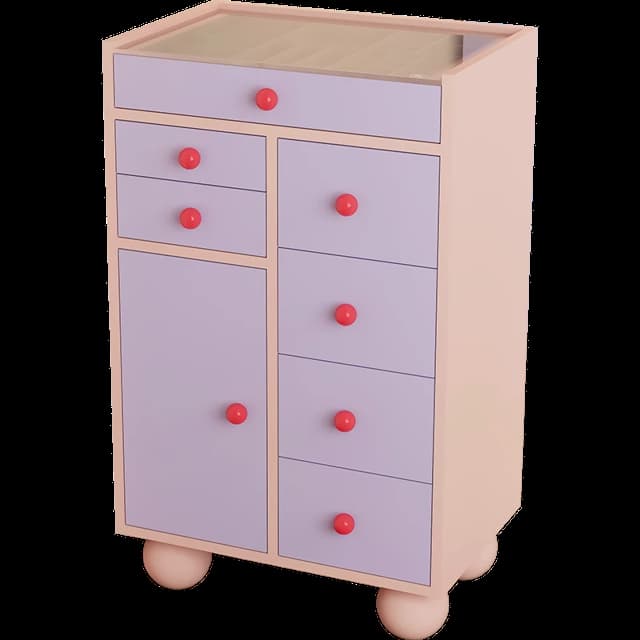 Pastel glass-top storage cabinet