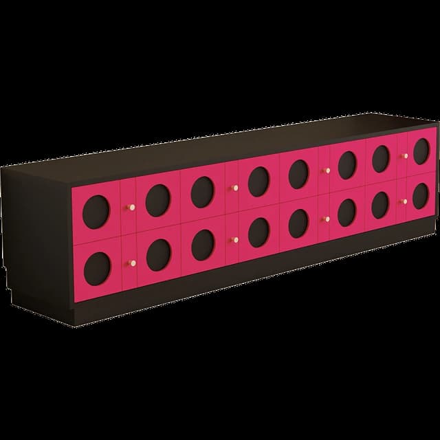 Fuchsia circle media cabinet